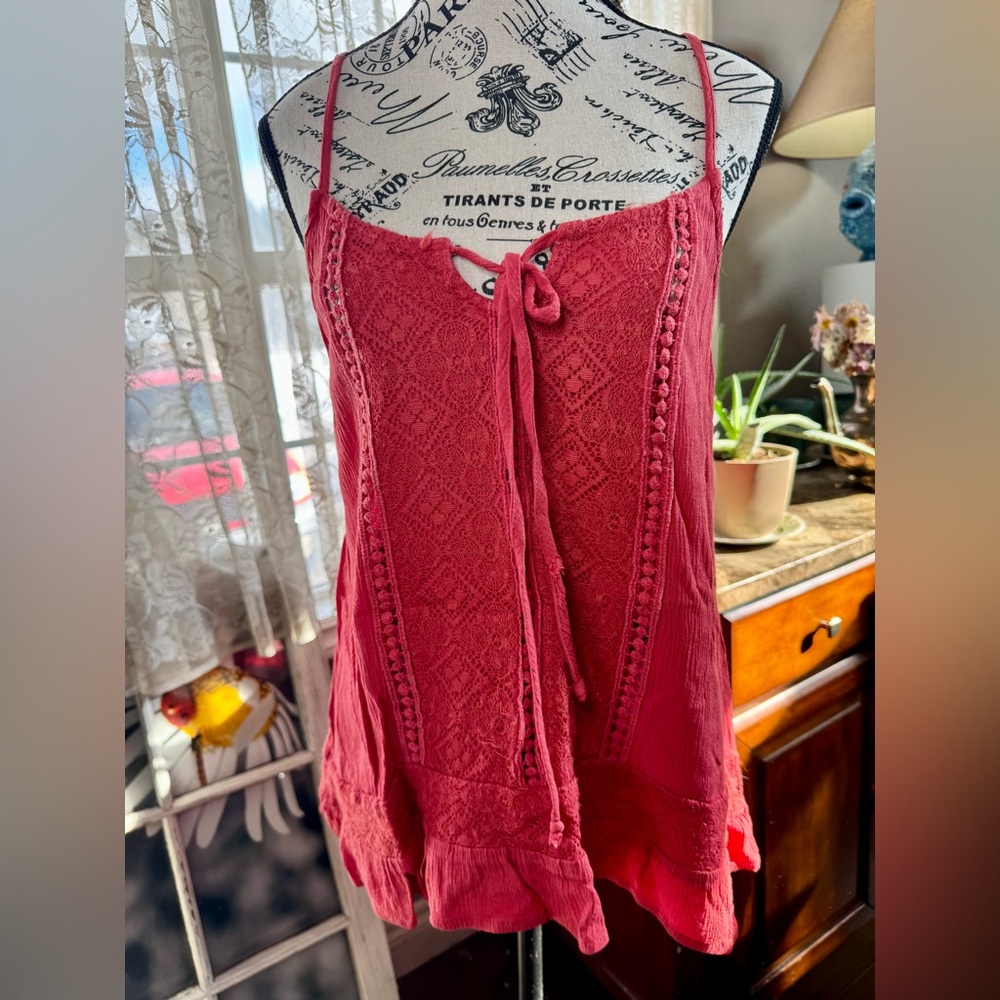 Mossimo Supply Co. Red Tie Front Sleeveless Camisole